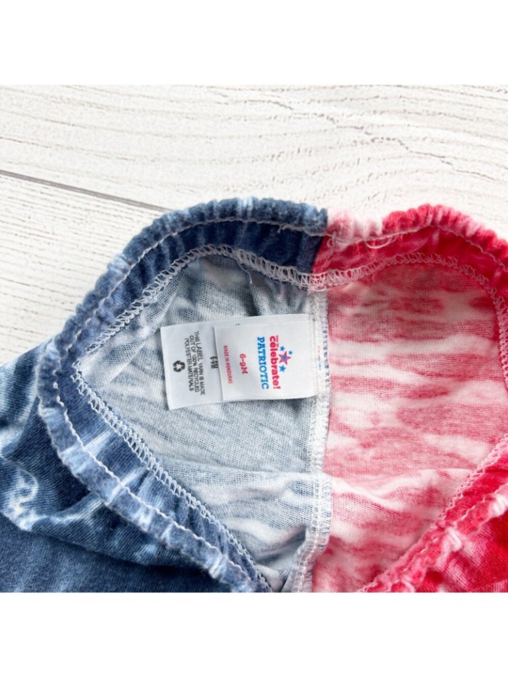 Celebrate Patriotic Tie Dye Shorts Blue Red Cotton Blend 6-9 Months - Picture 2 of 4